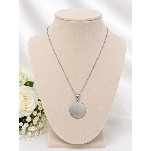 Other Jewelry - Silver Round Disc Pendant Necklace Minimalist Stainless Steel Women Jewelry